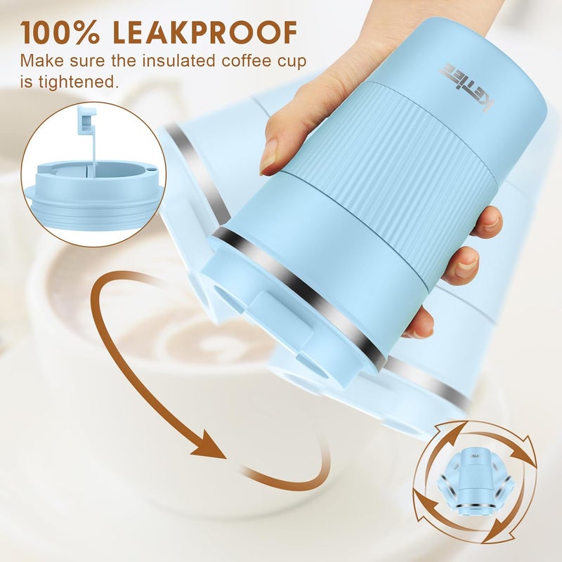 KETIEE Travel Mug 12oz, Insulated Coffee Mug with Leakproof Lid, Travel Coffee Mug Vacuum Stainless Steel Double Walled Reusable Coffee Cup for Hot and Iced Coffee Tea Water - Image 4